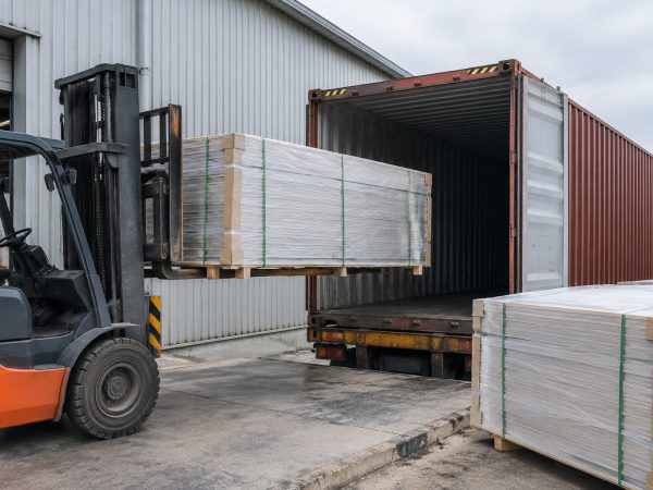 Loading bay — bundled panels into a container